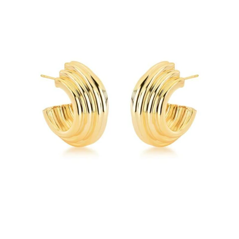 Brinco meia argola texturizada ouro