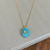Colar ouro com pingente pedra turquesa