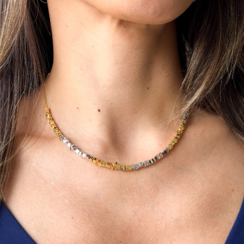 Colar com canutilhos dois banhos - comprar online