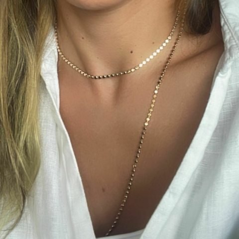 Choker plaquinhas redondas ouro