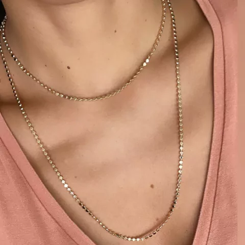 Colar longo plaquinhas redondas ouro