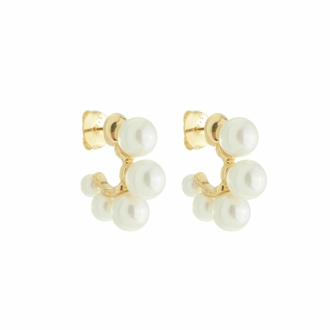 Brinco argola pérolas