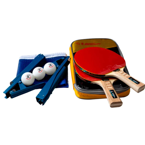Set 2 Paletas Ping Pong 3* Con 3 Pelotas + Red Y Funda Giant Dragon