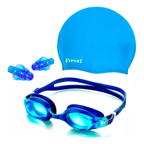 Set Gorra Natación Infantil Expert + Antiparra Clip Nasal + Tapón de Oidos