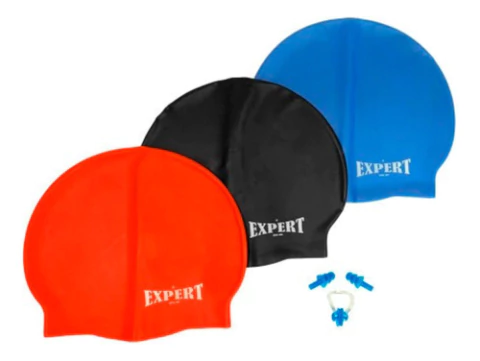 Set 3 Gorras Natación Infantil Silicona + Clip Nasal + Tapones