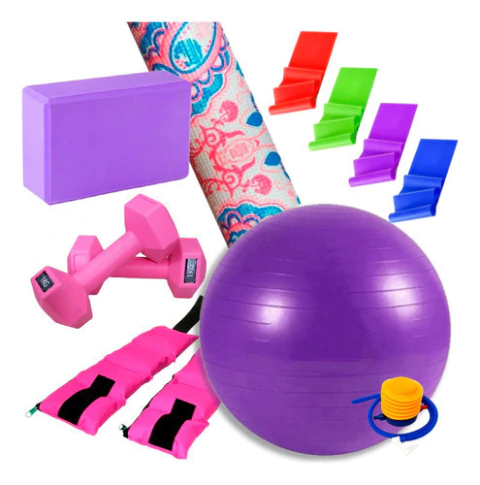 Set Entrenamiento Gym Ball Mat Yoga Mancuerna Theraband - comprar online