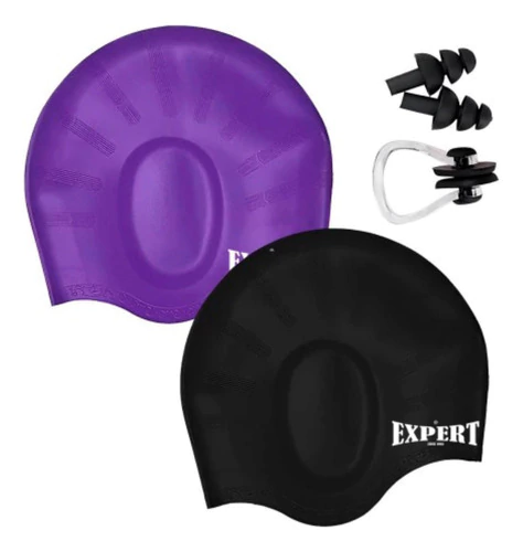 Set Gorra Natación Silicona Pelo Largo X2 + Clip Tapones