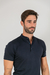 Camiseta Slim Botão Pima - Azul Marinho na internet