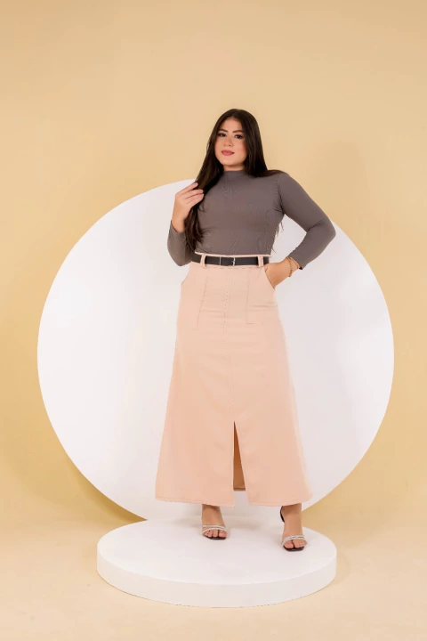 Saia Longa no linho com elástico no cós - comprar online