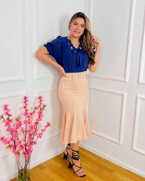 Saia Lidy Com babado linho - comprar online