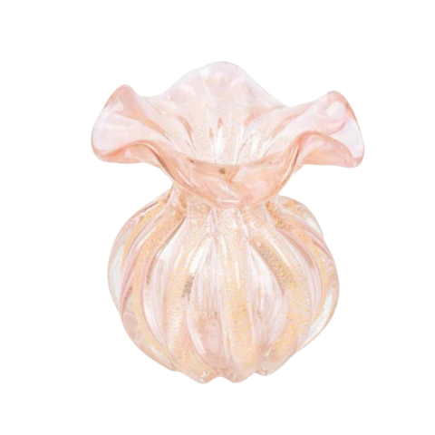 Vaso de Vidro Rosa com Dourado 14x12cm - comprar online