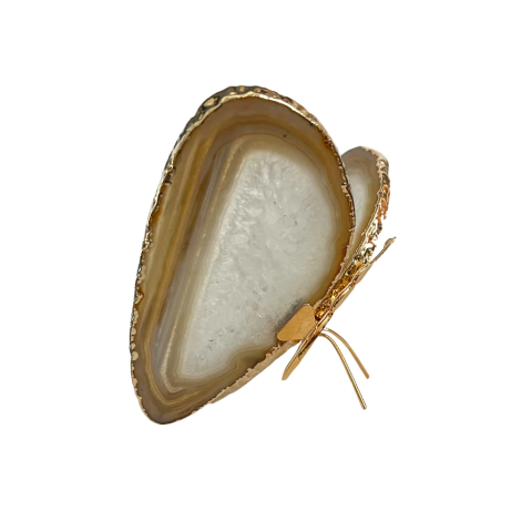 Borboleta em pedra Ágata com borda em ouro - Natural - comprar online