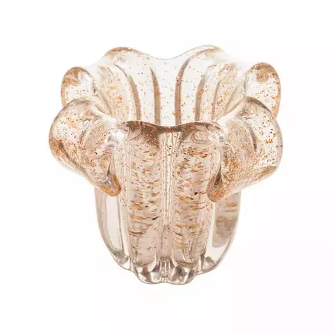 Vaso de vidro transparente e dourado 14x13