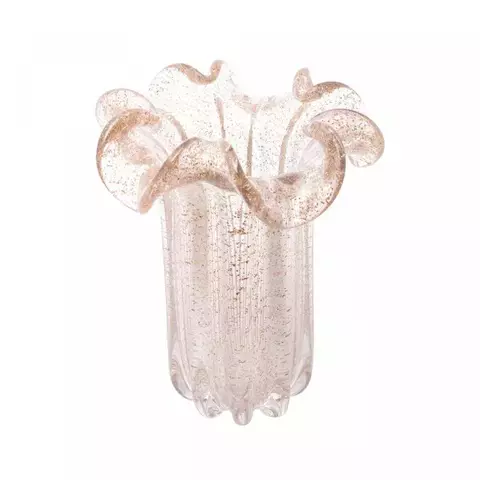 Vaso de vidro transparente e dourado 22x27 - comprar online