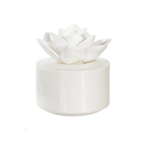 Difusor Porcelana Flor Magnolia Natural e Branco 6,7cm - comprar online