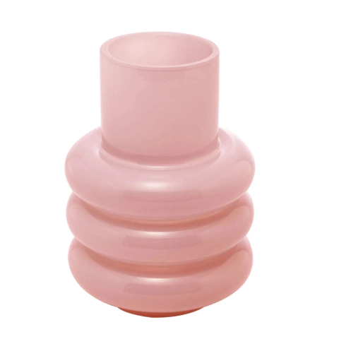 Vaso de Vidro Gomos Rosa 18cm x 18cm x 23cm
