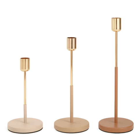 Kit 3 Castiçais em Metal Dourado Colors - comprar online