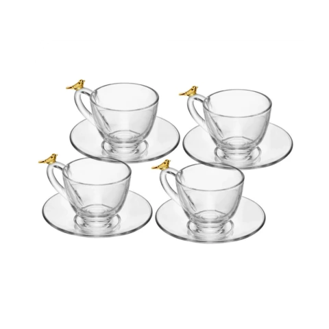 Cj 4 Xícaras de Chá com Pires Golden Bird 180ml