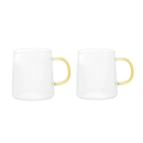 Cj 2 Canecas de Vidro Borossilicato com Alça Fun Âmbar 320ml