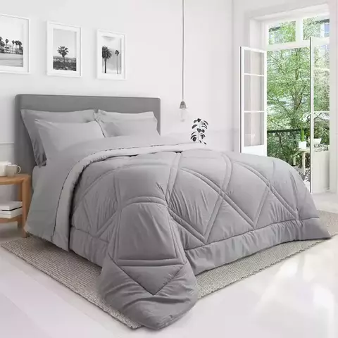 Kit 7 Piezas Acolchado 2 1/2 Plazas + Juego de Sábanas Gris - Jean Cartier - comprar online