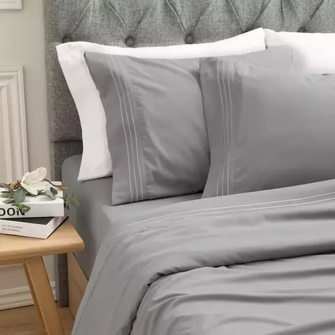 Juego de sábanas Twin "Oxford Platinum 700 HQ" PIEL DE DURZNO Gris oscuro - comprar online