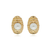 Brinco Antique Florença Pérola Shell Banho Dourado Polido