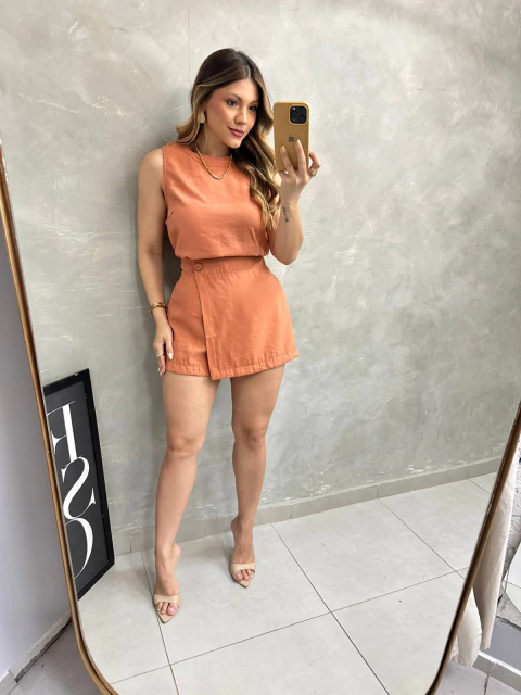 Conjunto Marrant Short E Saia Terracota