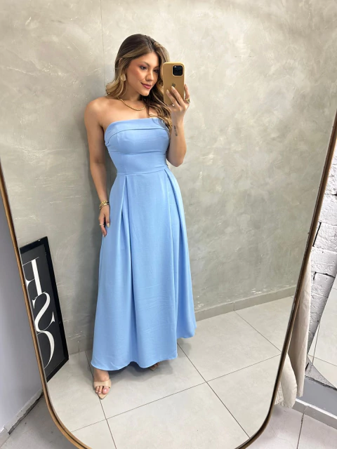 Vestido Sem Alça Princesa Duna Azul