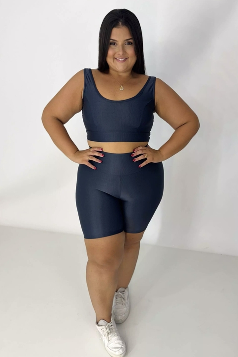 Conjunto de Bermuda Canelado Karol - Grafite (G/GG) - comprar online