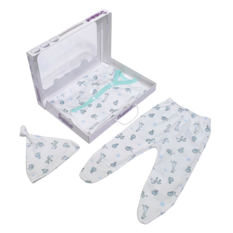 ajuar tres piezas de algodón batita + Medio osito + gorrito - comprar online