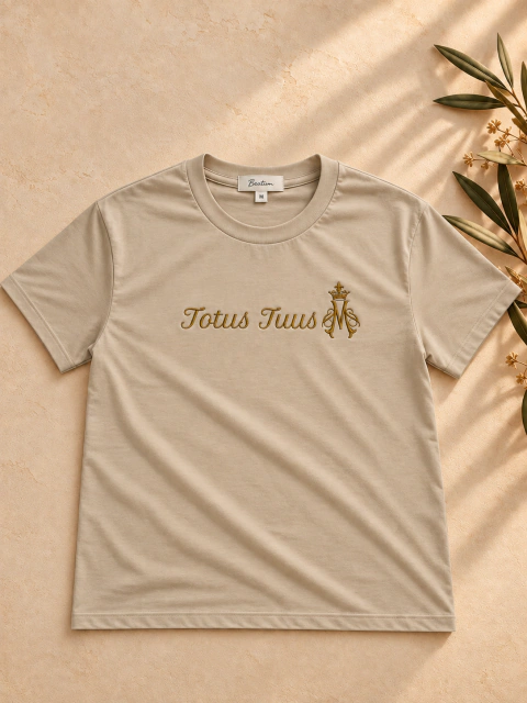 TOTUS TUUS — Playera Bordada Arena