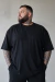 Camiseta Oversized Plus Size 100% Algodão Premium Lisa Preta