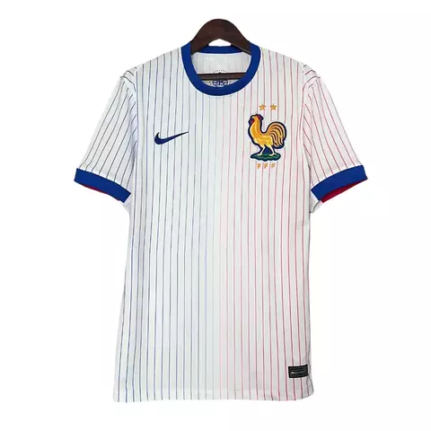 camisa-selecao-frança-nova-torcedor-nike-24-2024-25-2025-branca-detalhes-azul-gola-v-