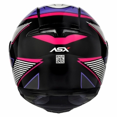 CAPACETE ASX EAGLE HUNTER BRILHO PRETO/BRANCO/LILAS - Loja Helmet