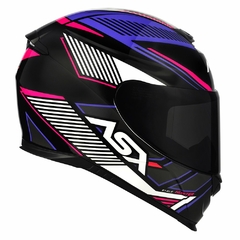 CAPACETE ASX EAGLE HUNTER BRILHO PRETO/BRANCO/LILAS