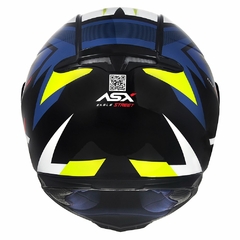 CAPACETE ASX EAGLE STREET BRILHO PRETO/AZUL/AMARELO - Loja Helmet