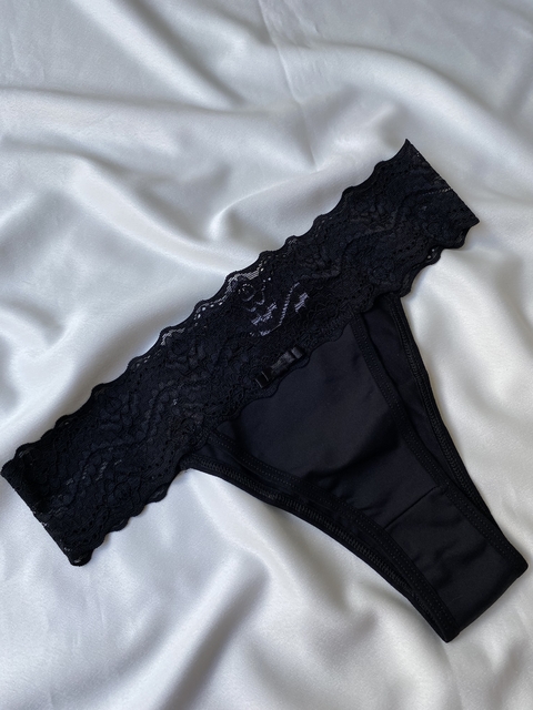 Tanga Maria Tradicional em Microfibra e Renda no Cós - comprar online