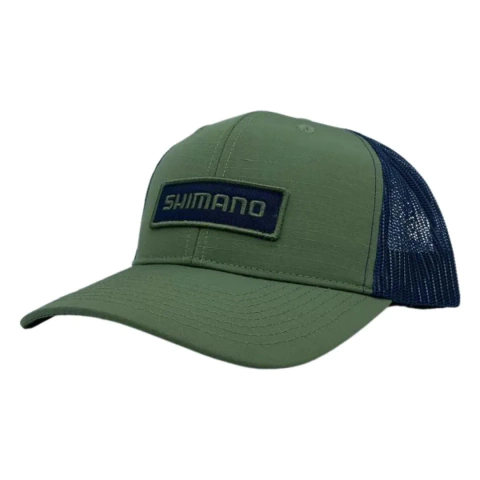 Bone Shimano Verde/azul Logo Azul (telinha) Pesca