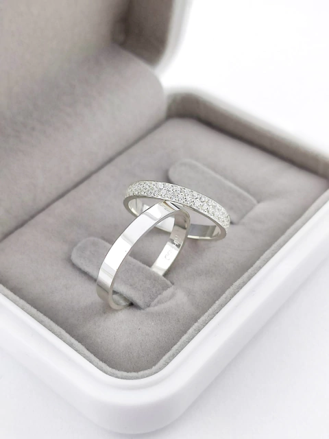 PAR DE ALIANÇA ROMEU E JULIETA - PRATA 950 LEGÍTIMA