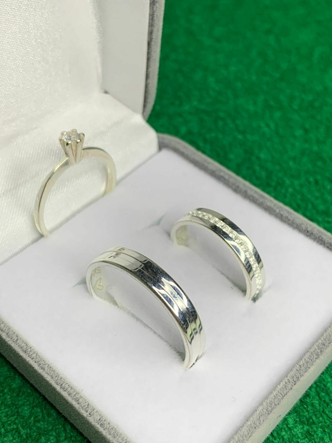 Aliança trail of love 4mm em prata 950