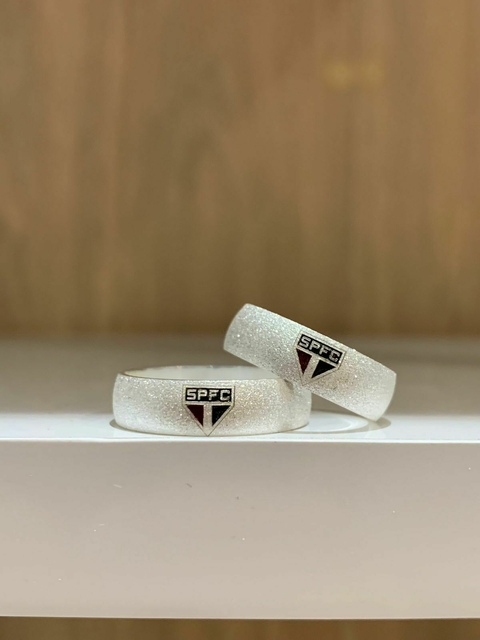 Aliança SPFC 4mm em prata 950 legítima