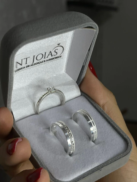 Par de aliança Amour 4mm em prata 950 legítima