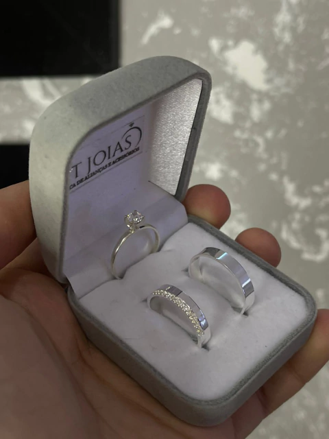 Par de aliança Serein 4mm em prata 950 legítima