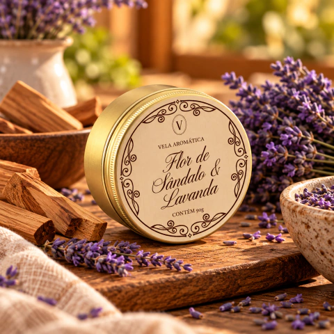 Vela Aromática FLOR DE LAVANDA & SÂNDALO — 90g