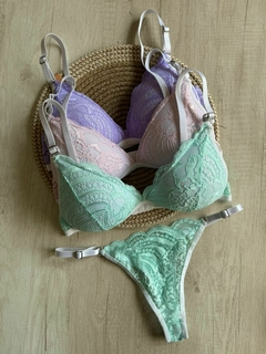 Conjunto Triangulo Soft Puntilla Pastel c/Less Regulable - Art. B1610-Pastel