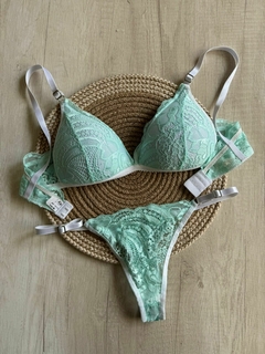 Imagen de Conjunto Triangulo Soft Puntilla Pastel c/Less Regulable - Art. B1610-Pastel