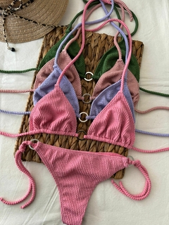 Conjunto Bikini c/Argollas - Tela Texturada - BKH730/1 - comprar online