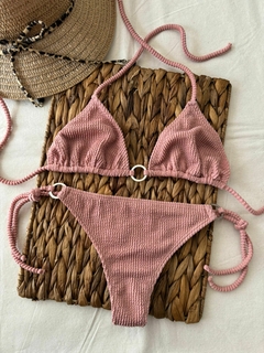 Conjunto Bikini c/Argollas - Tela Texturada - BKH730/1 - tienda online