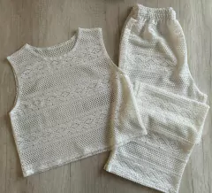 Conjunto Musculosa y Pantalon Palazzo Tejido de Crochet - CH170/1 - comprar online