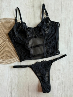 Conjunto Bustier Puntilla - Microtull c/Aro y cola less regulable - H1300/1 - comprar online